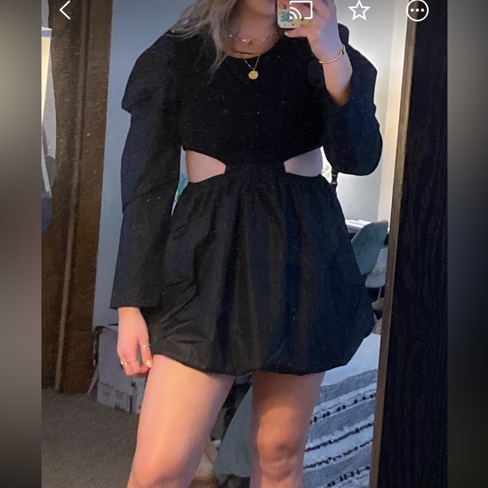 Puff Sleeve cutout dress